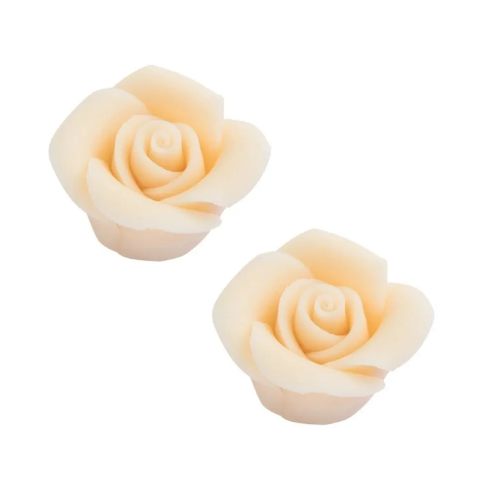 Boite 24 Roses pâte d'amande blanches 24mm