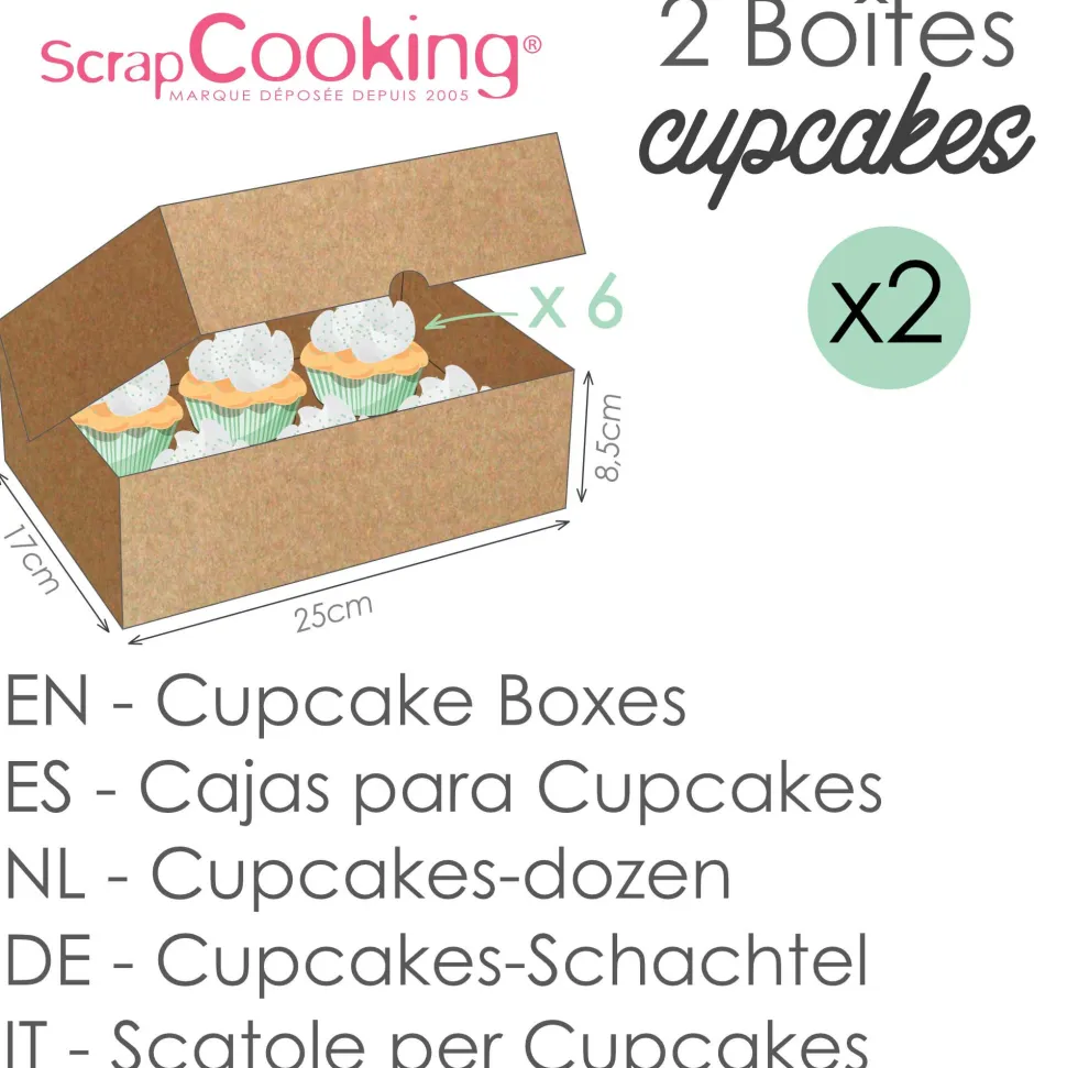 2 boites de transport pour 6 cupcakes