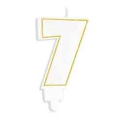 Bougie chiffre 7 blanche avec liseré doré