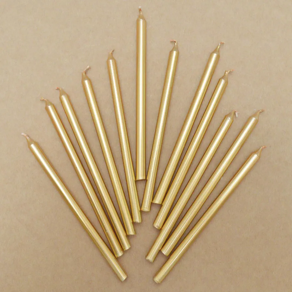 12 bougies longues dorées