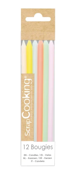 12 bougies longues pastel