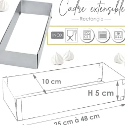 Cadre pâtissier rectangle extensible inox