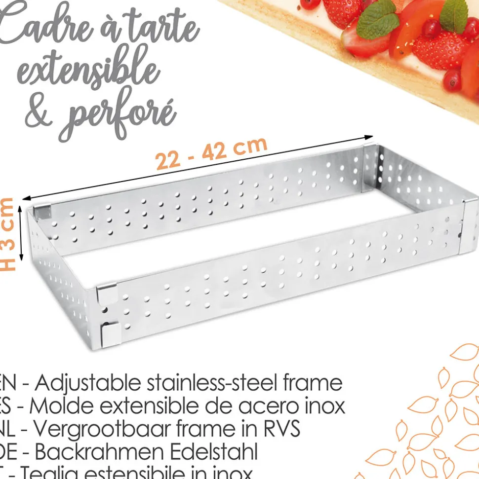 Cadre à tarte perforé extensible inox