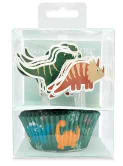 24 caissettes + 24 cake toppers Dino