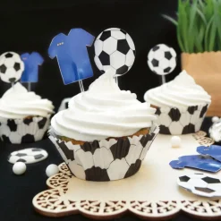 24 caissettes + 24 cake toppers Football