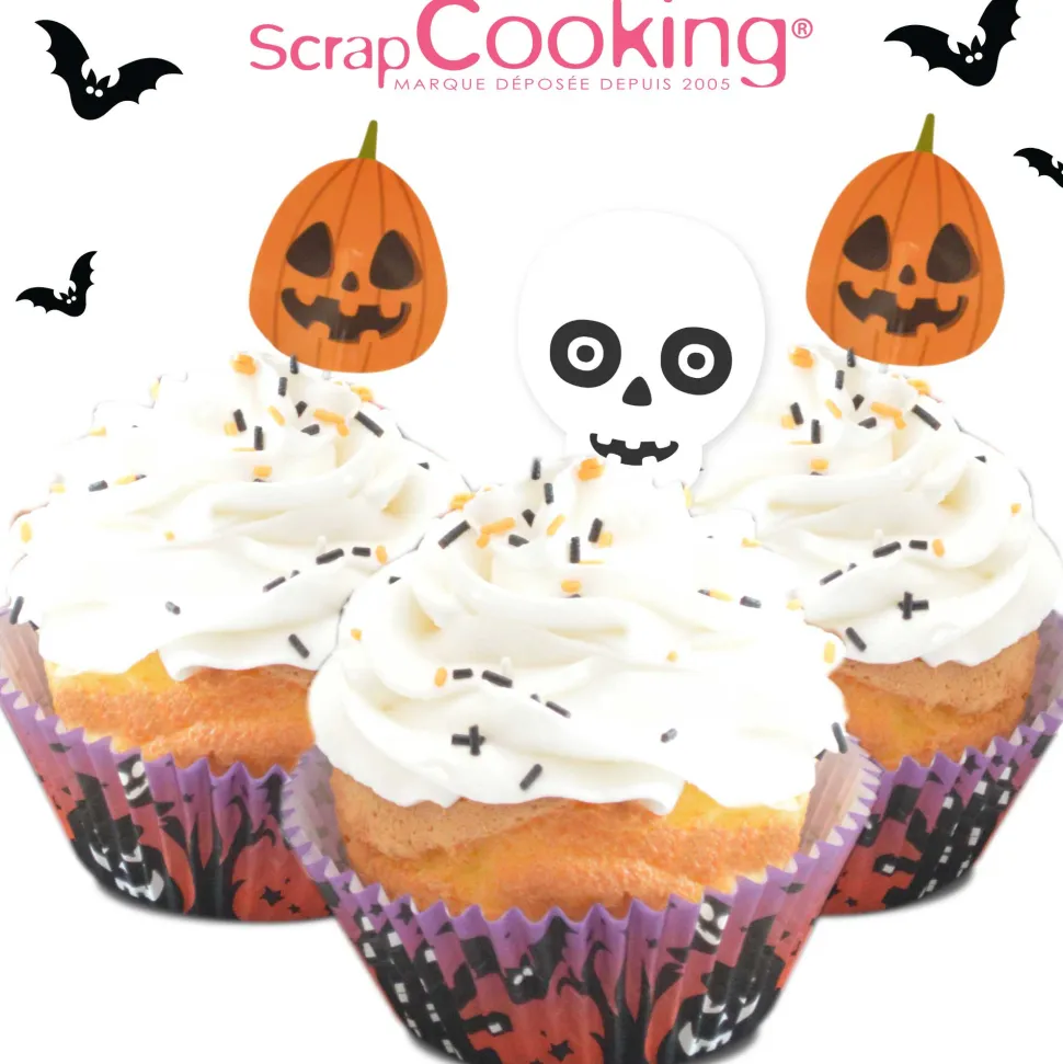 24 caissettes + 24 cake toppers Halloween