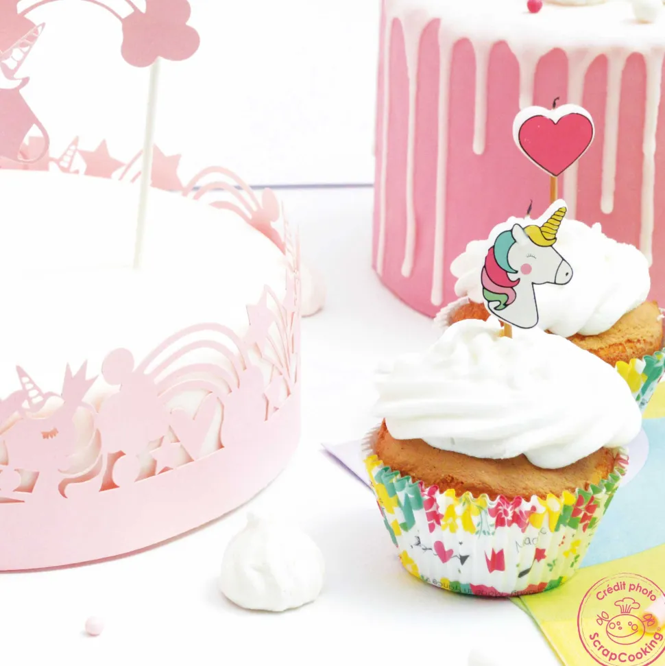 24 caissettes + 24 cake toppers licorne