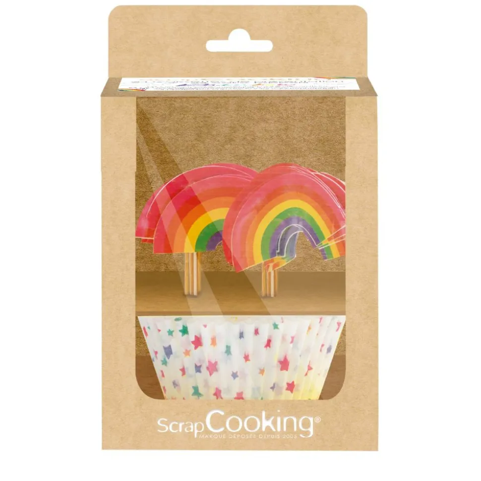 24 caissettes + 24 cake toppers rainbow