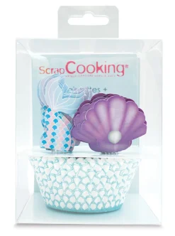 24 caissettes + 24 cake toppers sirène