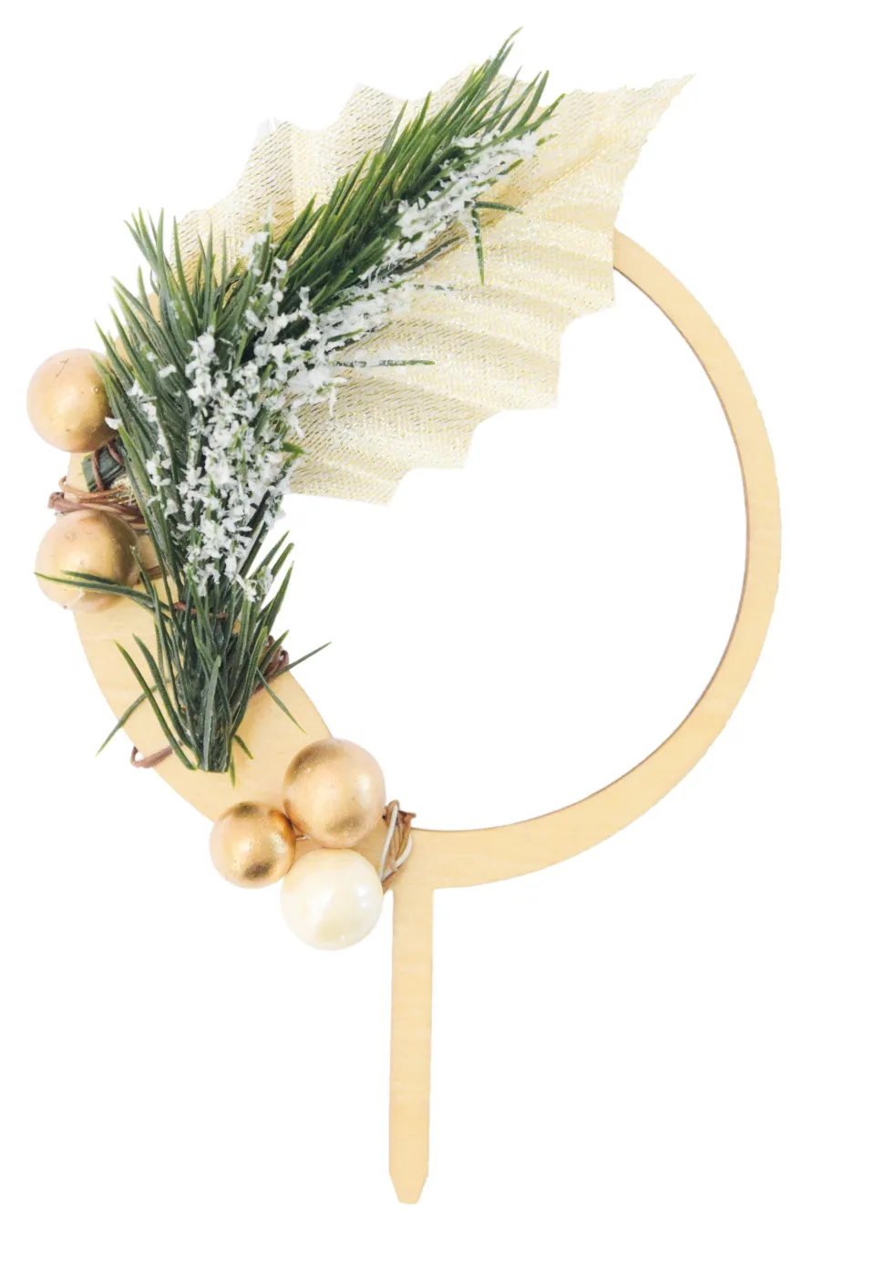 Cake topper bois Couronne de Noël