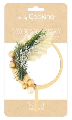 Cake topper bois Couronne de Noël