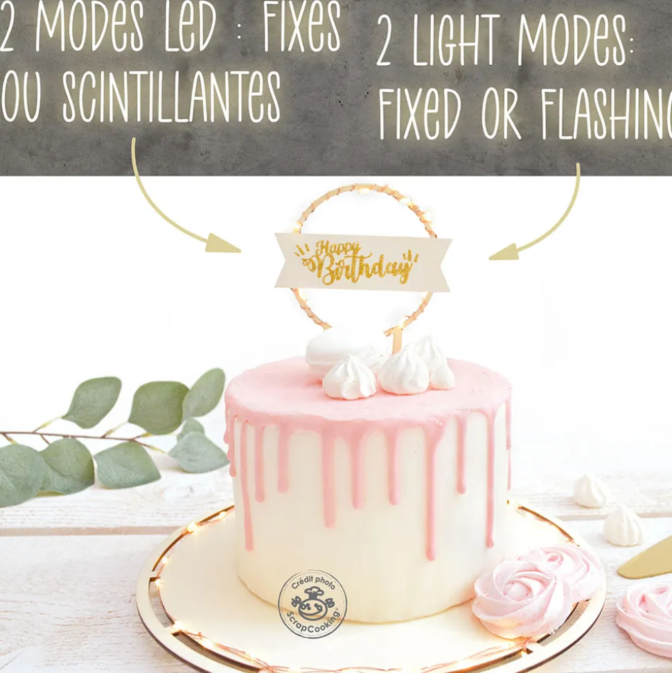 Cake topper led Happy Birthday