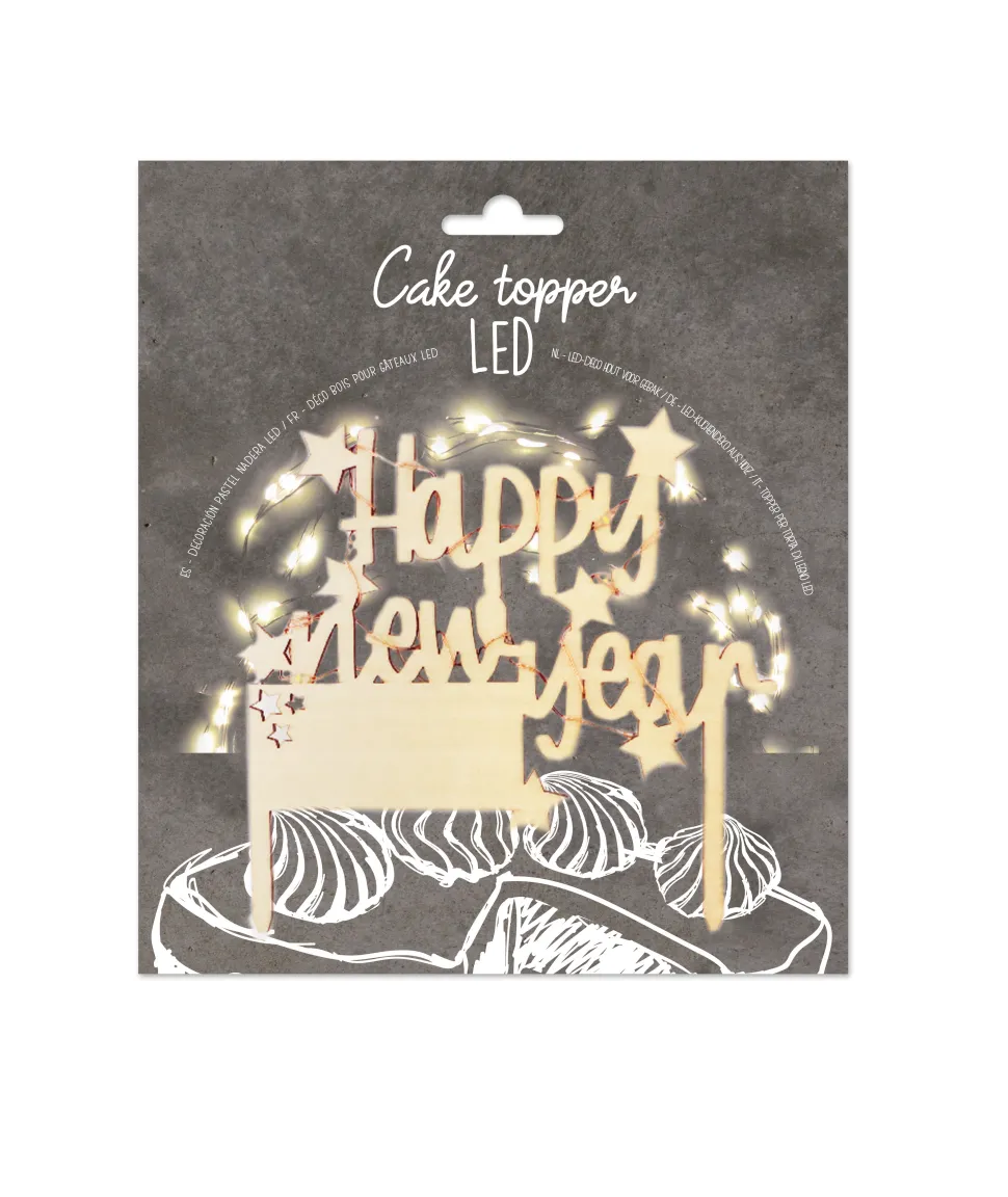Cake topper led Happy New Year