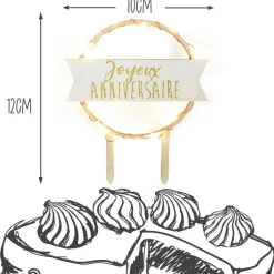 Cake topper led Joyeux Anniversaire