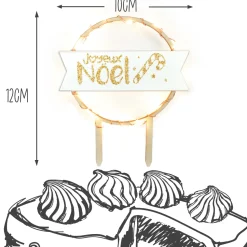 Cake topper led rond Joyeux Noël
