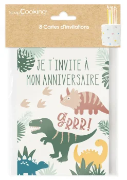 8 cartes d'invitation Dinosaure