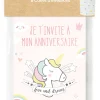 8 cartes d'invitation Licorne