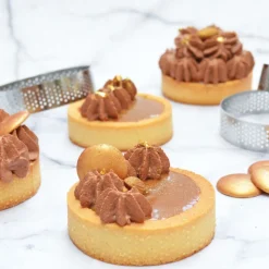 4 cercles à tartelettes perforés ronds 8 cm