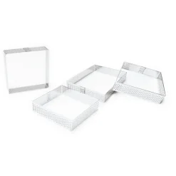 4 cercles à tartelettes perforés carrés 8 x 8 cm