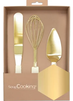Coffret 3 ustensiles dorés