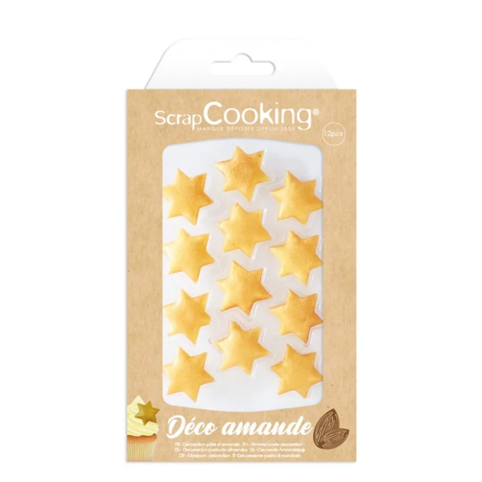 Déco Etoiles dorées pâte d'amande