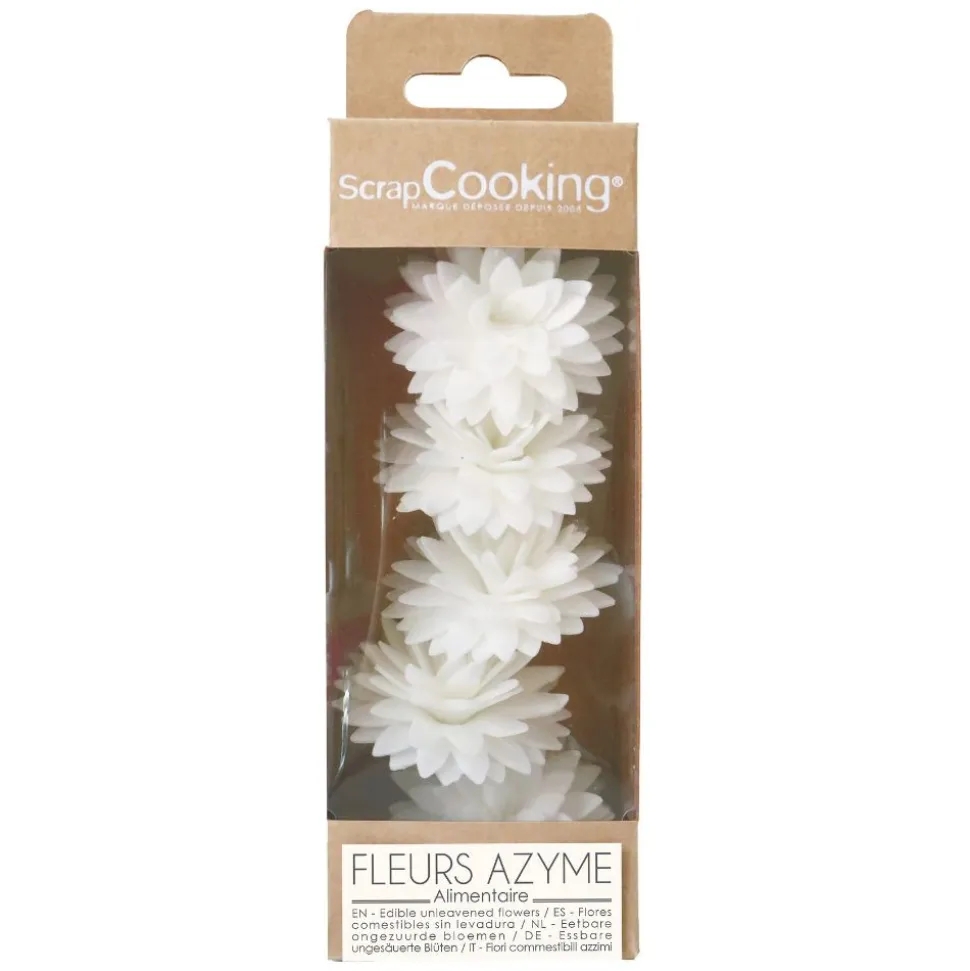 Décors azyme fleurs dahlias blanches x5
