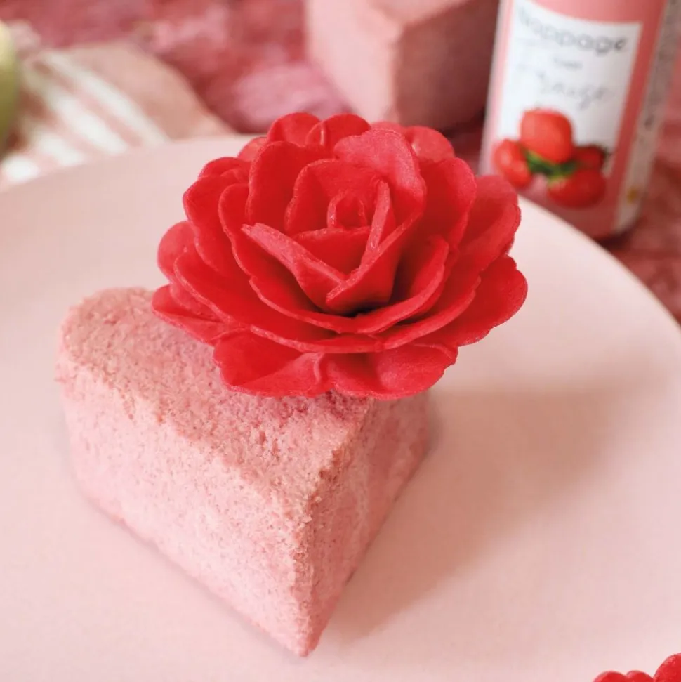 Décors azyme roses royales rouges x3