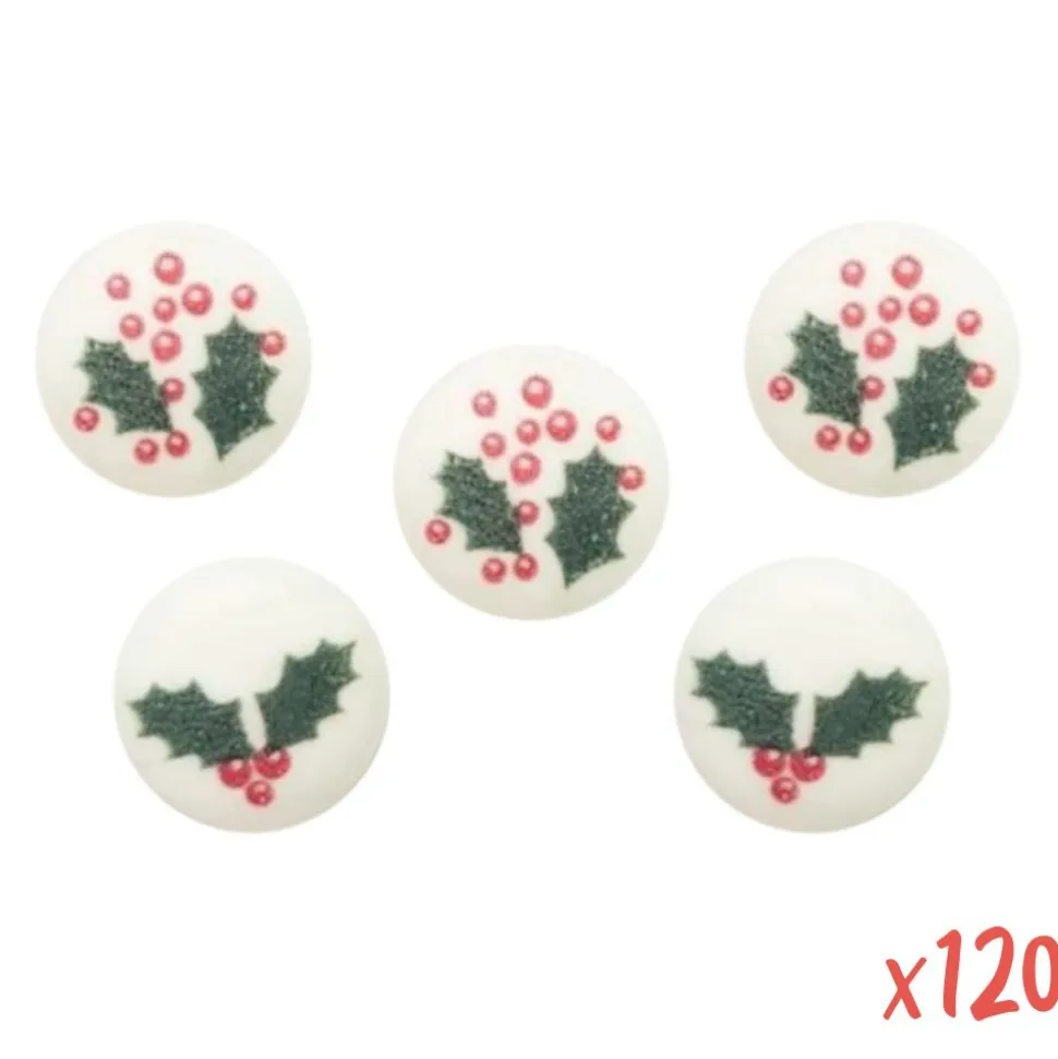 Décors en sucre Noël Pastilles feuille de houx x120 pièces