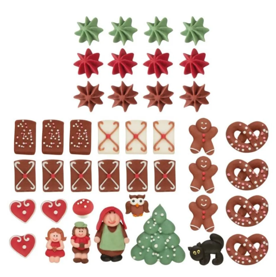 Décors en sucre pour maison en pain d'épices x41 pièces