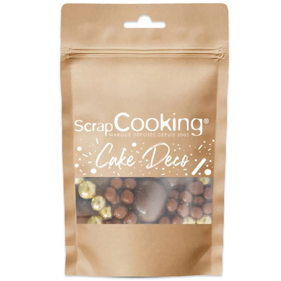 Décors perles chocolat lait et doré 50g