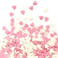 Décors sucrés cœurs blancs/roses 50g
