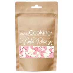 Décors sucrés cœurs blancs/roses 50g
