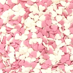 Décors sucrés cœurs blancs/roses 50g