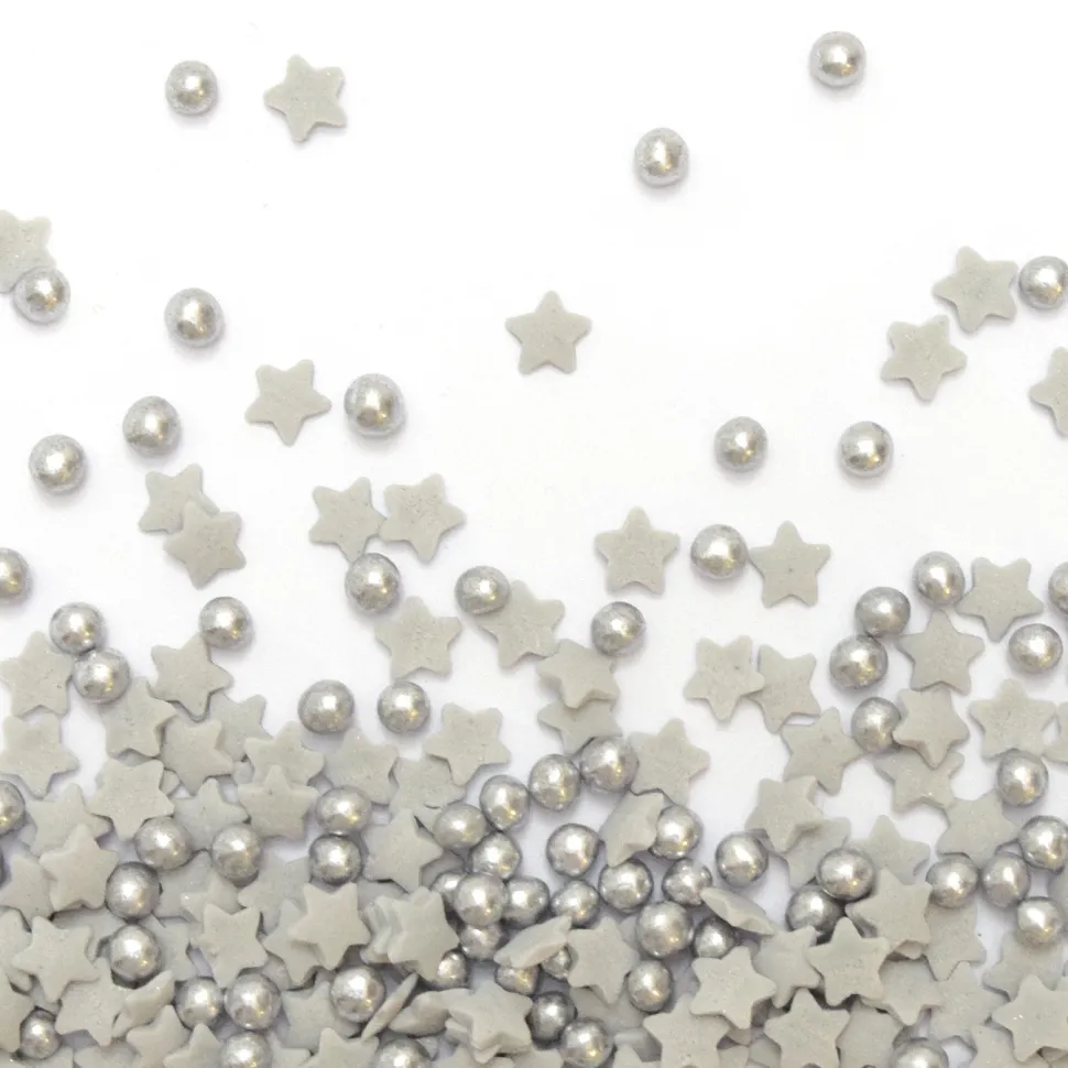 Décors sucrés étoiles/perles argentées 55g