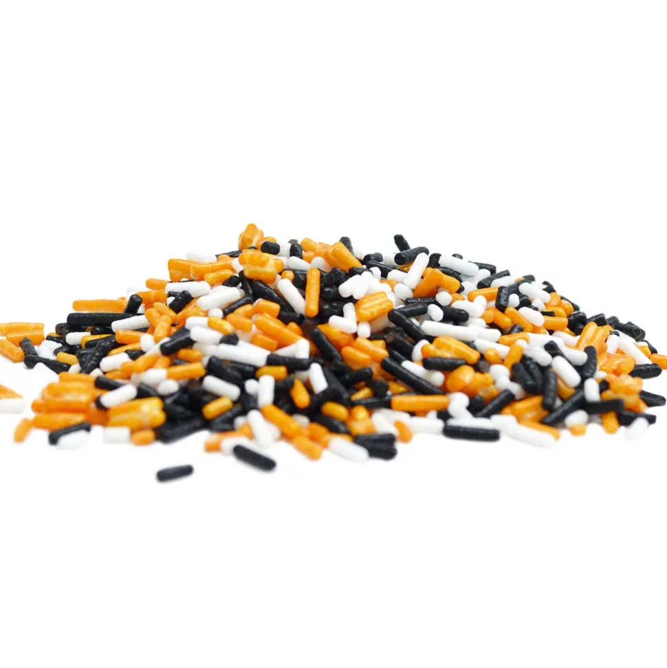 Décors sucrés vermicelles orange/noir/blanc 80g