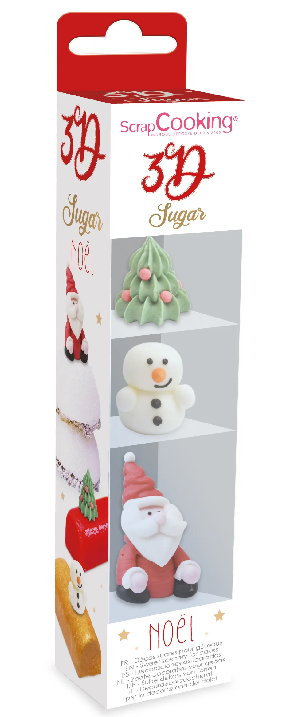 Décosucres 3D Noël (sapin, bonhomme de neige et Père Noël)