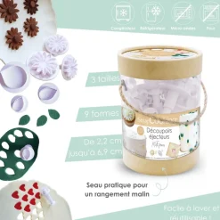Emporte-pièces éjecteurs en seau pour pâte à sucre x27
