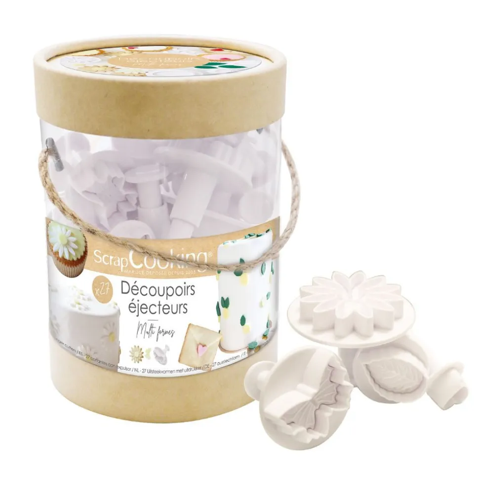 Emporte-pièces éjecteurs en seau pour pâte à sucre x27