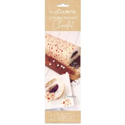 2 feuilles transfert pour bûche - Motif Noël