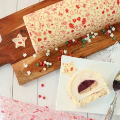 2 feuilles transfert pour bûche - Motif Noël