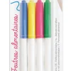 4 feutres alimentaires jaune, vert, rose, bleu