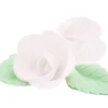 Fleurs azyme roses blanches x4 & feuilles vertes x6