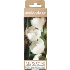 Fleurs azyme roses blanches x4 & feuilles vertes x6