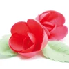 Fleurs azyme roses rouges x4 & feuilles vertes x6