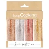 Lot de 4 sucres pailletés or, or rose, argent, rubis 76g