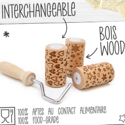 Manche en bois pour mini rouleau pâtissier