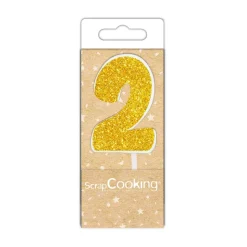 Mini bougie dorée chiffre 2