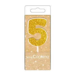 Mini bougie dorée chiffre 5