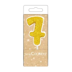 Mini bougie dorée chiffre 7