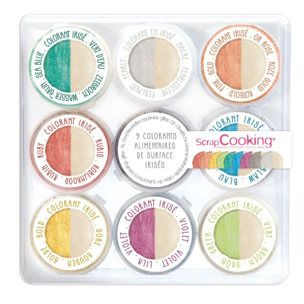 Mini colorants alimentaires de surface irisés (9 Coloris)